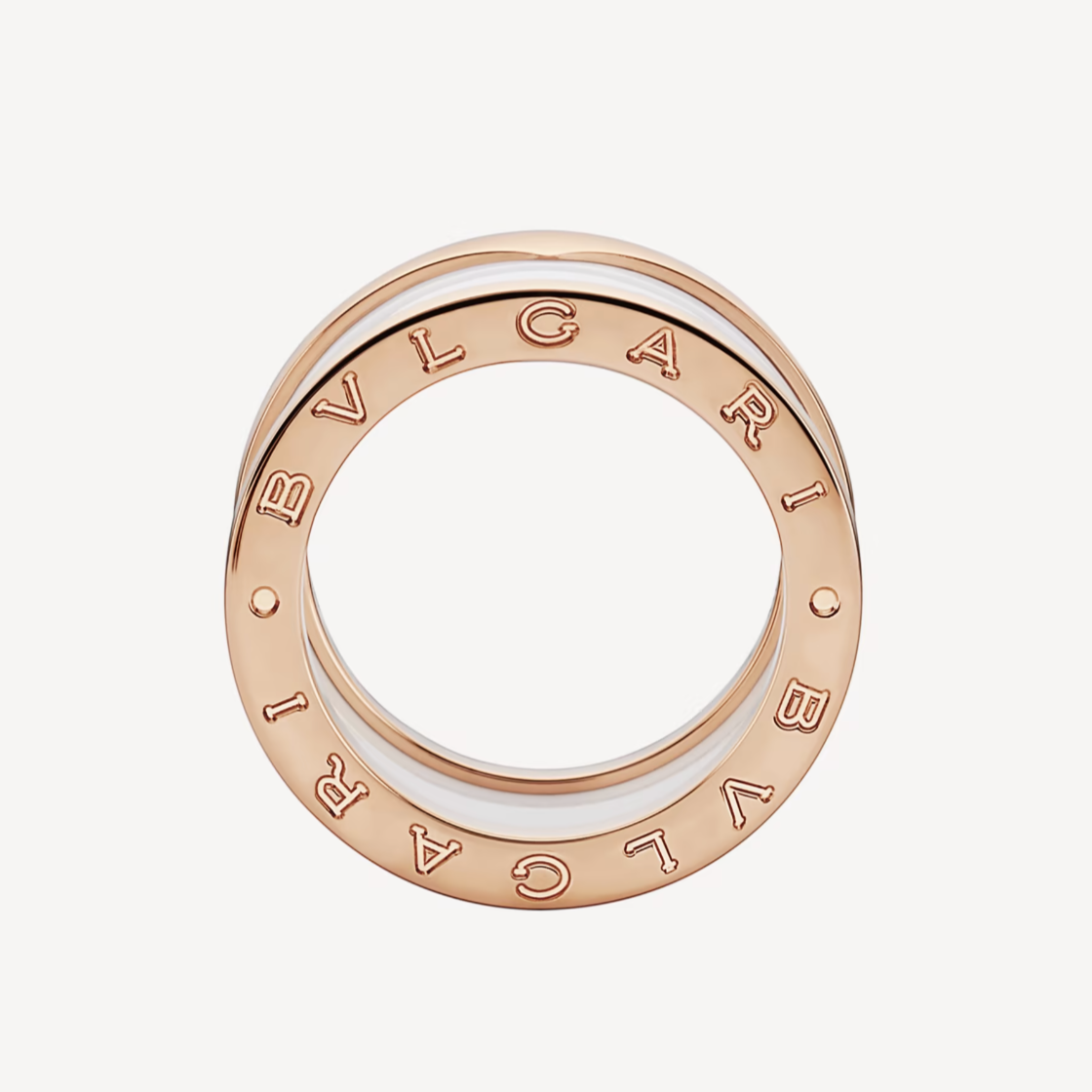 [Vicky]ZERO 1 FOUR-BAND LOOPS AND WHITE CERAMIC SPIRAL PINK GOLD RING