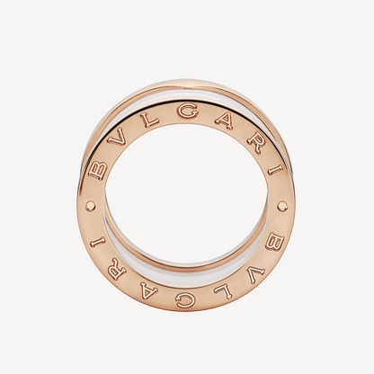 [Vicky]ZERO 1 FOUR-BAND LOOPS AND WHITE CERAMIC SPIRAL PINK GOLD RING
