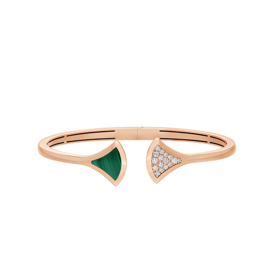 [Vicky]DREAM BRACELET OPEN MALACHITE PINK GOLD
