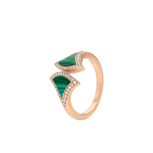 [Vicky]DREAM MALACHITE DIAMOND OPEN RING