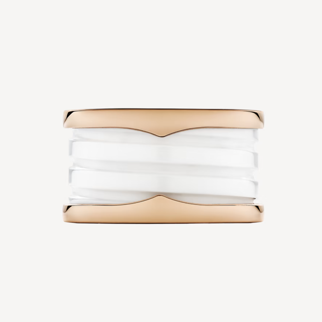 [Vicky]ZERO 1 FOUR-BAND LOOPS AND WHITE CERAMIC SPIRAL PINK GOLD RING
