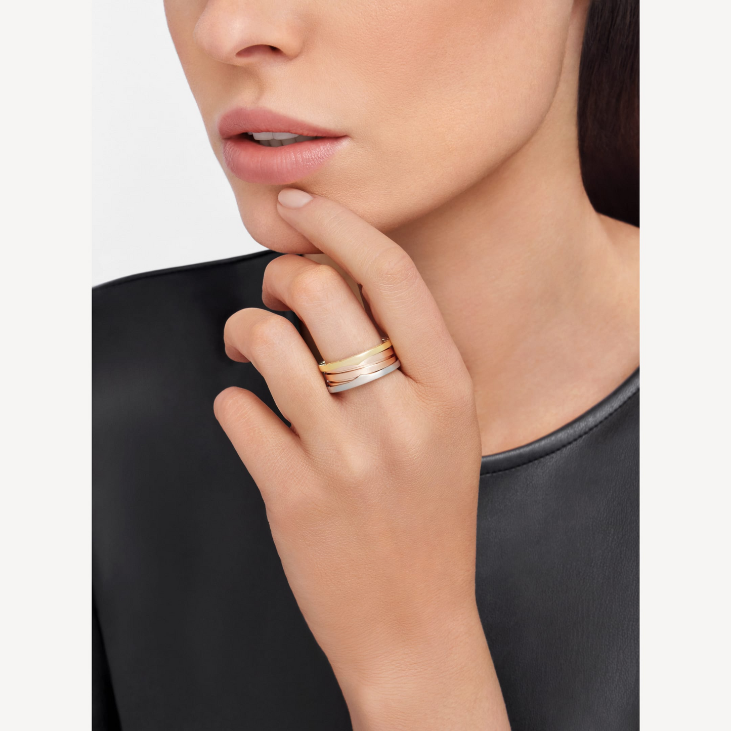 [Vicky]ZERO 1 THREE-BAND ROSE WHITE AND YELLOW RING