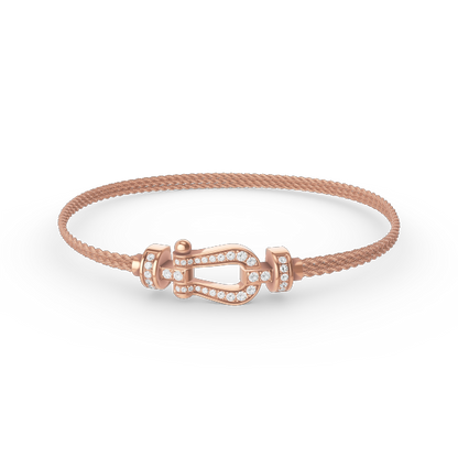 [Vicky]FORCE SMALL HORSESHOE  DIAMOND CHAIN ROPE BRACELET