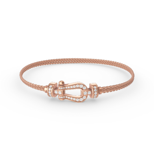 [Vicky]FORCE SMALL HORSESHOE  DIAMOND CHAIN ROPE BRACELET