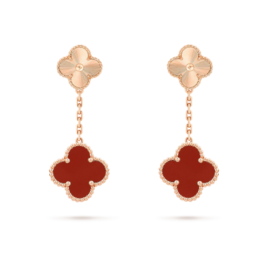 [Vicky]CLOVER 2 MOTIF  LASER CARNELIAN EARRINGS