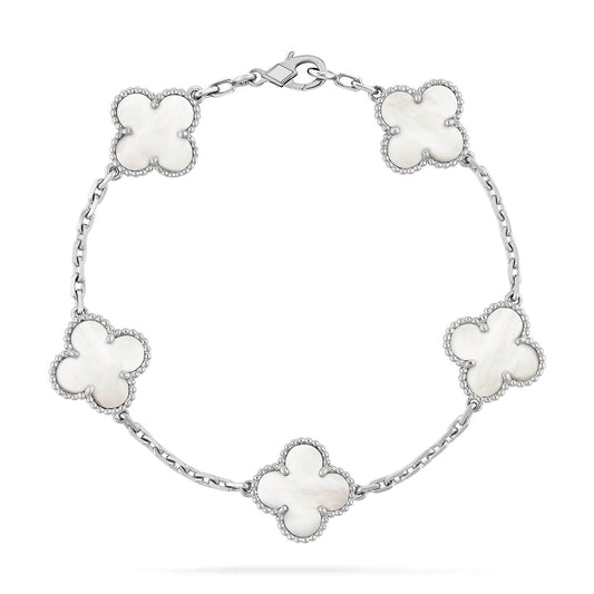 [Vicky]CLOVER SILVER MOP 5 MOTIF BRACELET