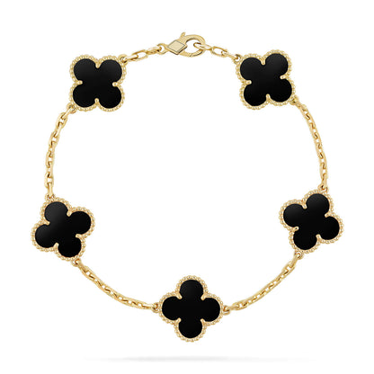 [Vicky]CLOVER  5 MOTIFS BLACK ONYX BRACELET