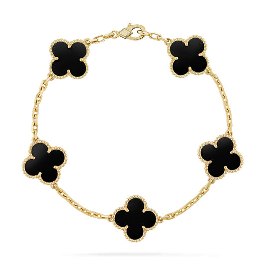 [Vicky]CLOVER  5 MOTIFS BLACK ONYX BRACELET