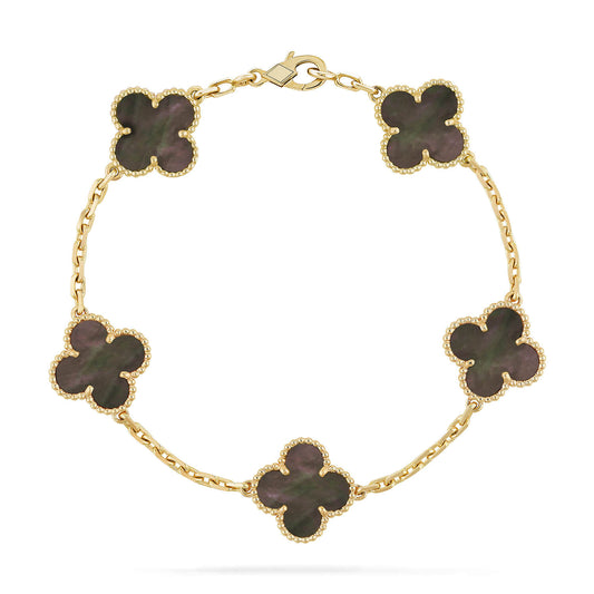 [Vicky]CLOVER 5 MOTIF GRAY MOP  BRACELET