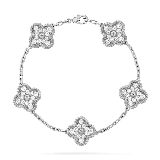 [Vicky]CLOVER 5 MOTIFS  DIAMOND BRACELET SILVER