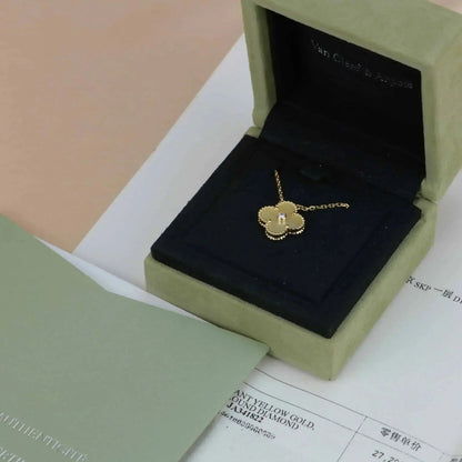 [Vicky]CLOVER 15MM DIAMOND GOLD MOTHER OF PEARL NECKLACE