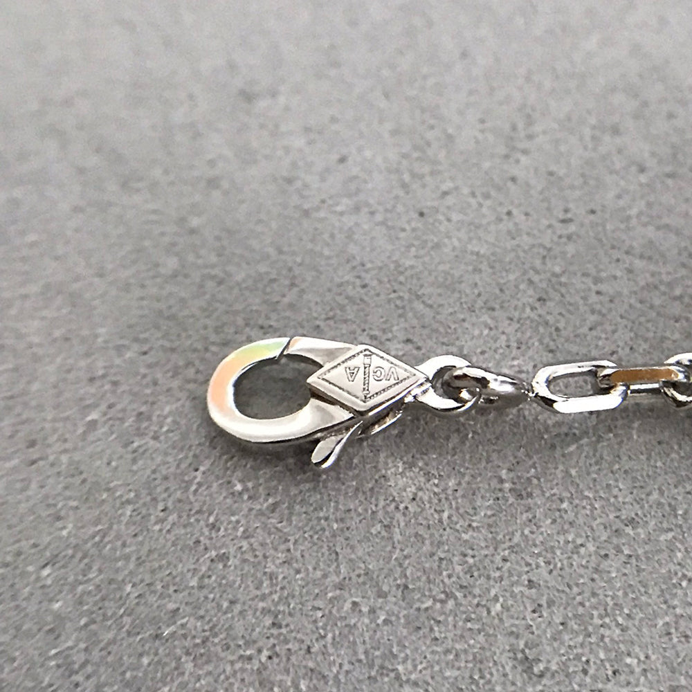 [Vicky]CLOVER 5 MOTIF ONYXS DIAMOND BRACELET SILVER