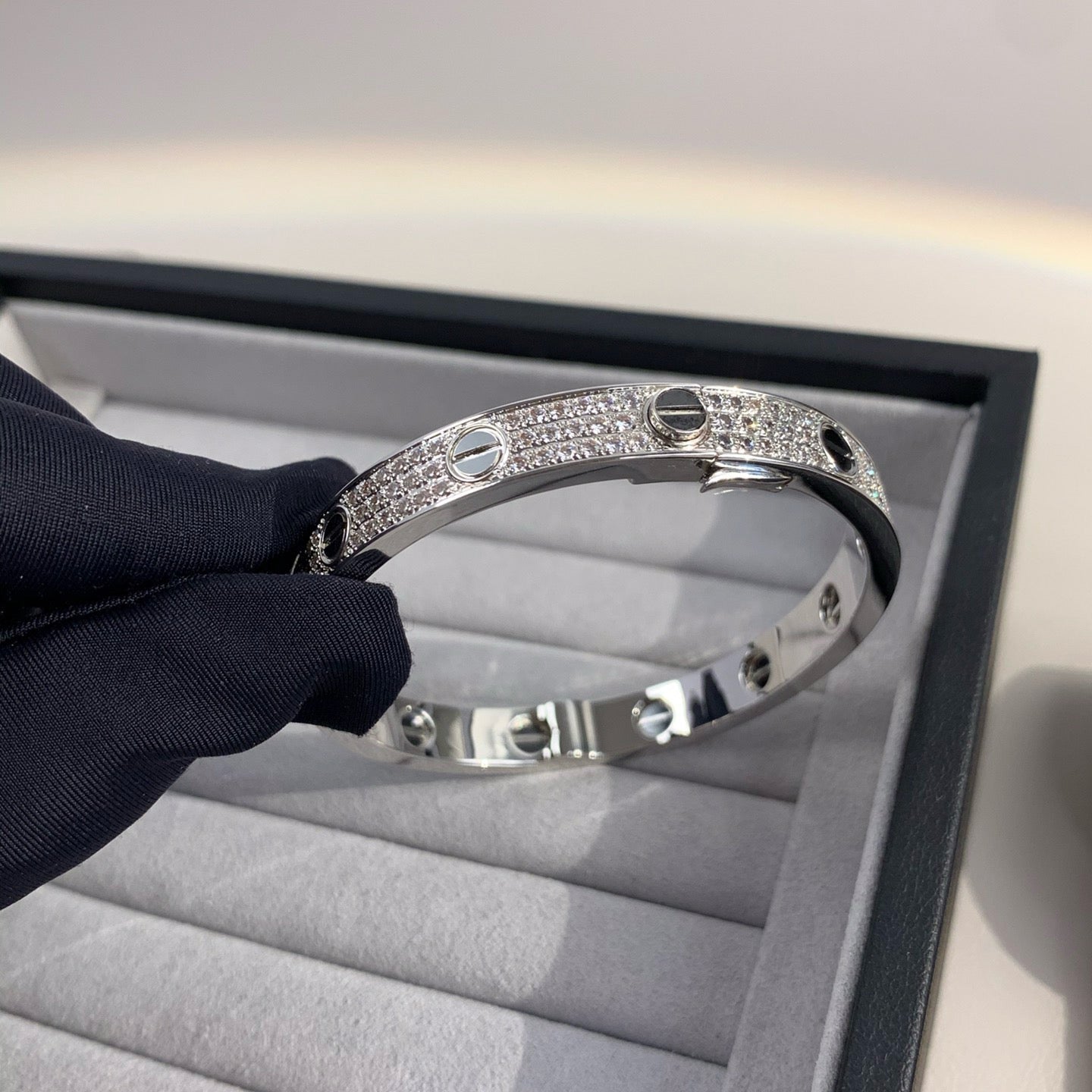 [Vicky]LOVE BRACELET 6.1MM DIAMOND-PAVED CERAMIC