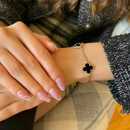 [Vicky]CLOVER  5 MOTIFS BLACK ONYX BRACELET