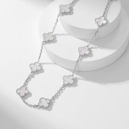 [Vicky]CLOVER 10 MOTIFS WHITE MOTHER OF PEARL NECKLACE