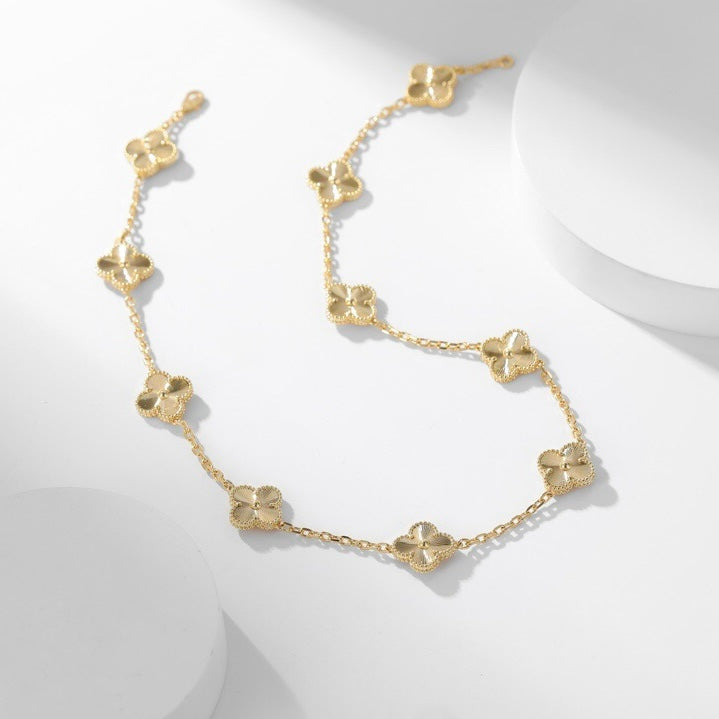 [Vicky]CLOVER 10 MOTIFS LASER NECKLACE