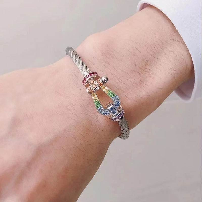 [Vicky]FORCE LARGE HORSESHOE  COLORED DIAMOND BRACELET ROSE GOLD