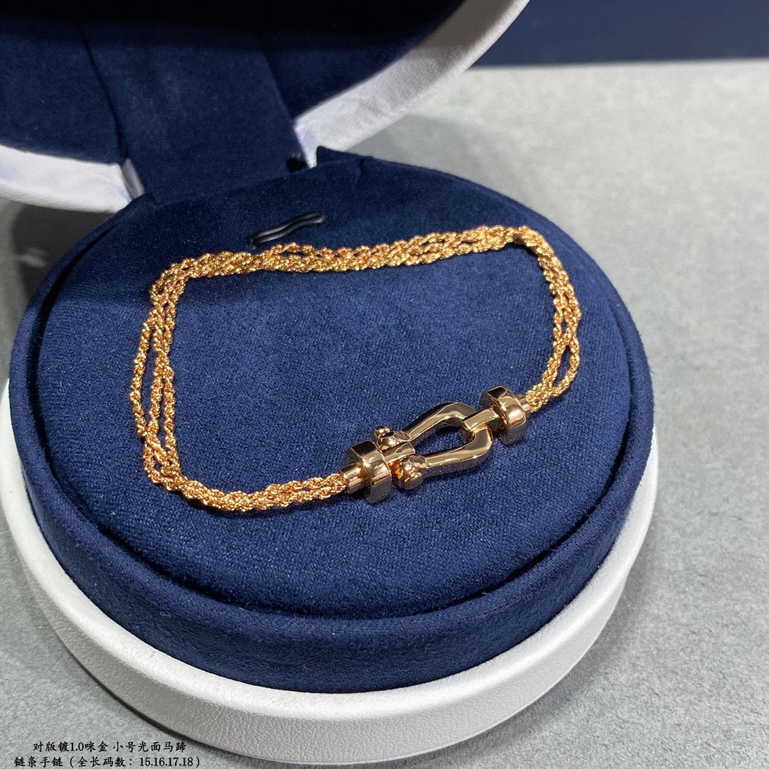 [Vicky]FORCE SMALL HORSESHOE  DIAMOND CHAIN ROPE BRACELET
