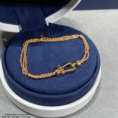 [Vicky]FORCE SMALL HORSESHOE  DIAMOND CHAIN ROPE BRACELET