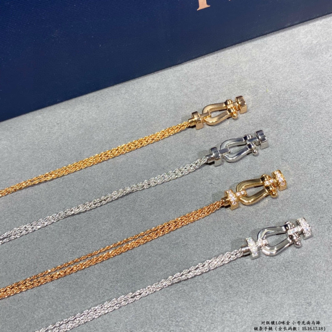 [Vicky]FORCE SMALL HORSESHOE  DIAMOND CHAIN ROPE BRACELET