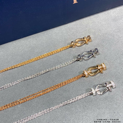 [Vicky]FORCE SMALL HORSESHOE  DIAMOND CHAIN ROPE BRACELET