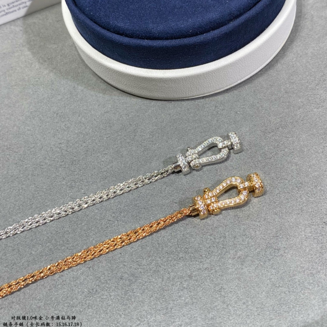 [Vicky]FORCE SMALL HORSESHOE  DIAMOND CHAIN ROPE BRACELET