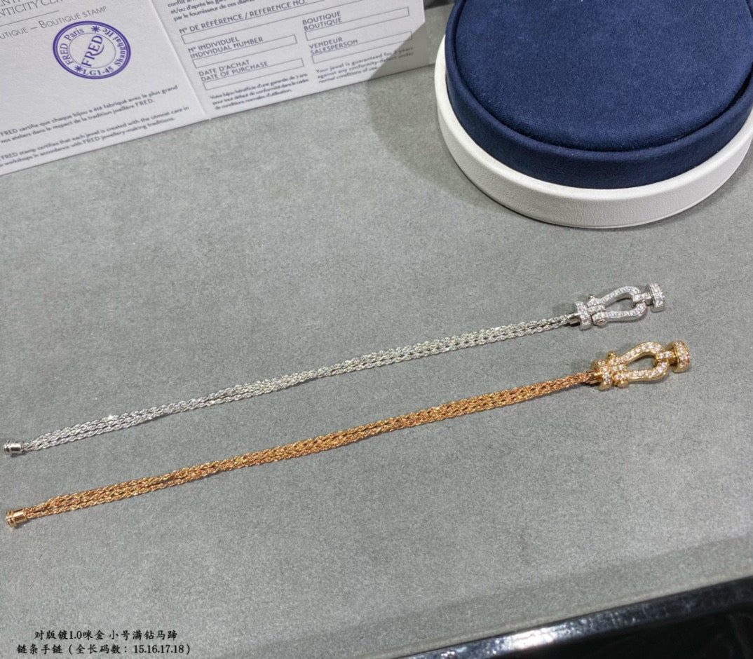 [Vicky]FORCE SMALL HORSESHOE  DIAMOND CHAIN ROPE BRACELET