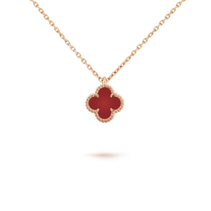 [Vicky]CLOVER MINI 9.5MM WHITE CARNELIANS NECKLACE