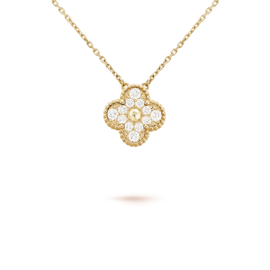 [Vicky]CLOVER 15MM DIAMOND SINGLE FLOWER NECKLACE
