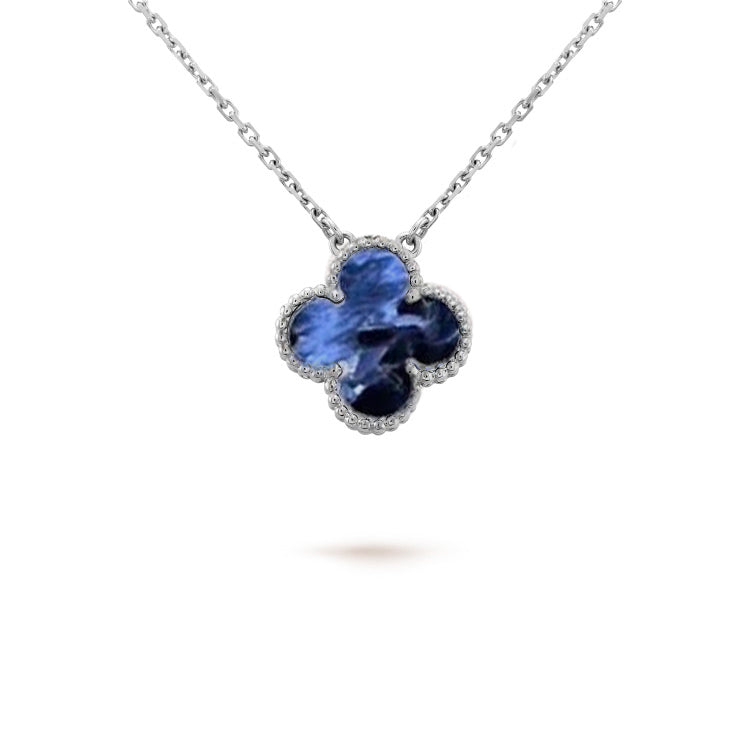 [Vicky]CLOVER 15MM PIETERSITE NECKLACE SILVER