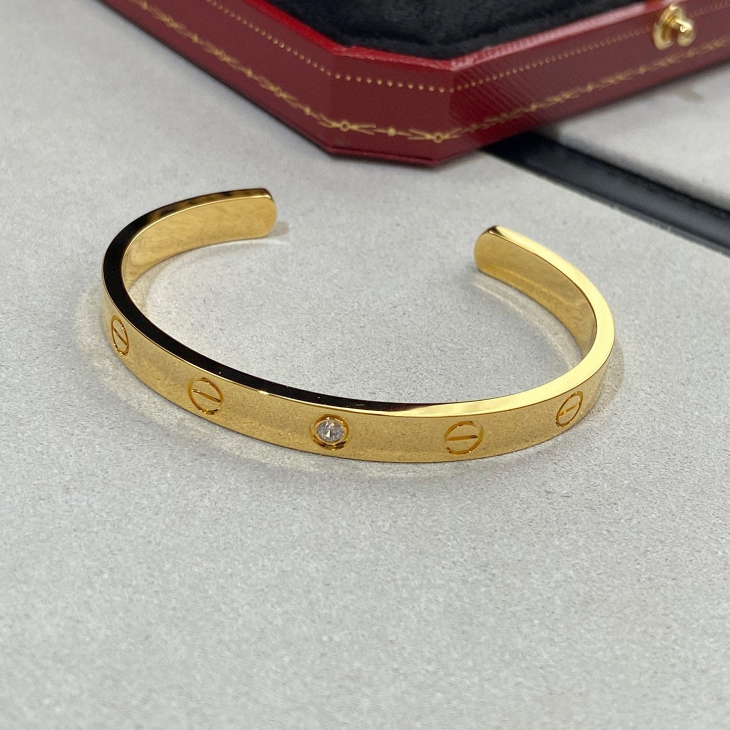[Vicky]LOVE BRACELET 6.1MM 1 DIAMOND OPEN CUFF