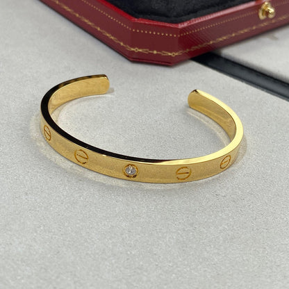 [Vicky]LOVE BRACELET 6.1MM 1 DIAMOND OPEN CUFF