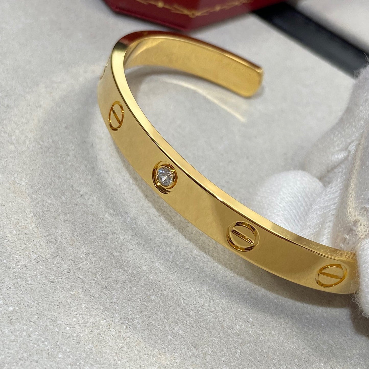 [Vicky]LOVE BRACELET 6.1MM 1 DIAMOND OPEN CUFF