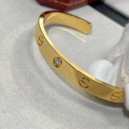 [Vicky]LOVE BRACELET 6.1MM 1 DIAMOND OPEN CUFF