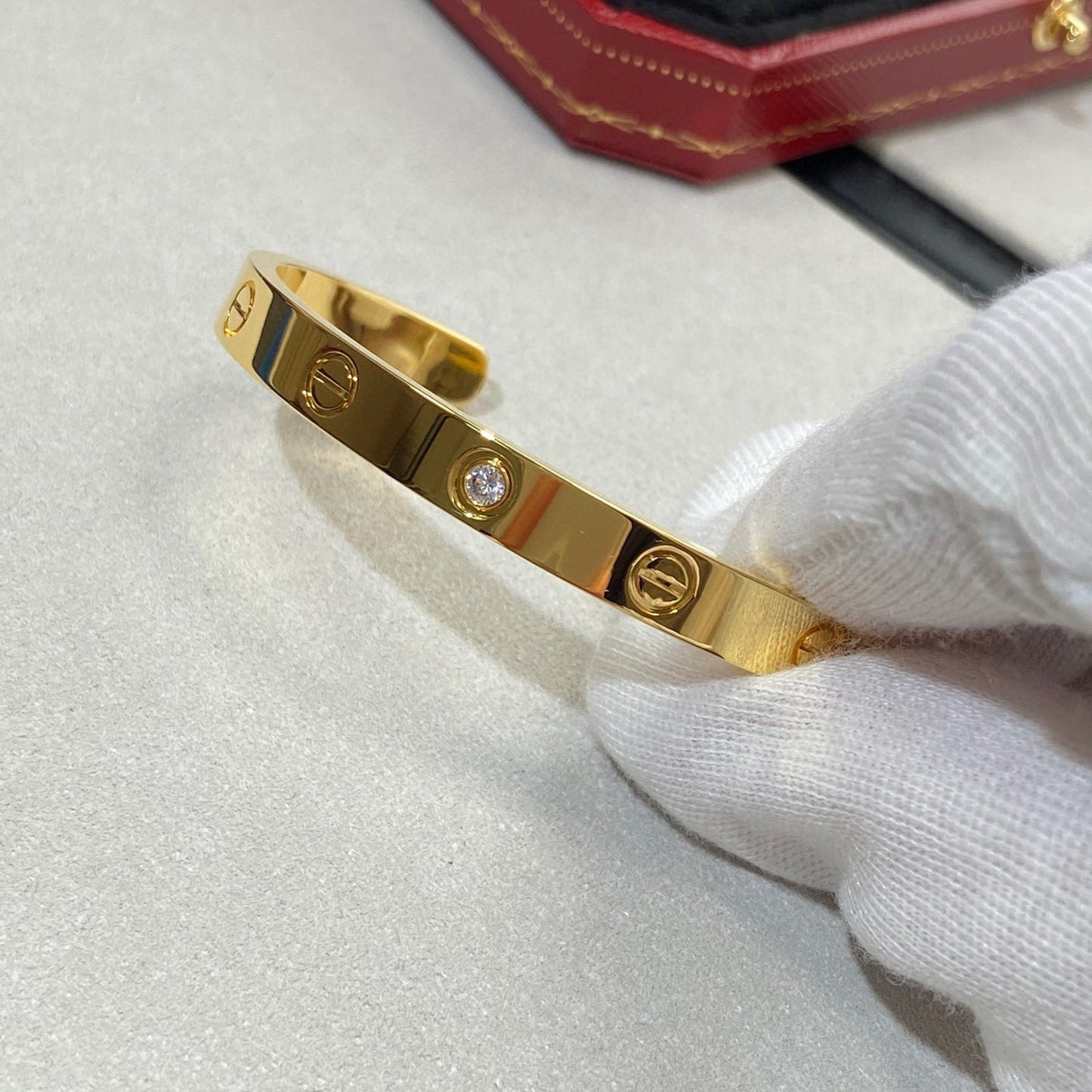 [Vicky]LOVE BRACELET 6.1MM 1 DIAMOND OPEN CUFF