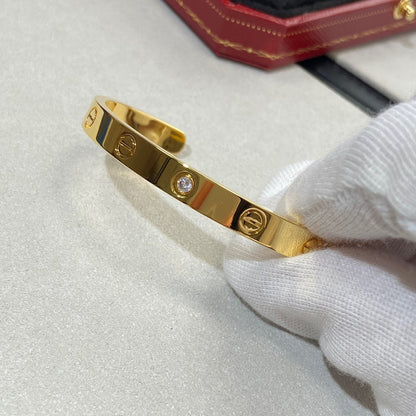 [Vicky]LOVE BRACELET 6.1MM 1 DIAMOND OPEN CUFF