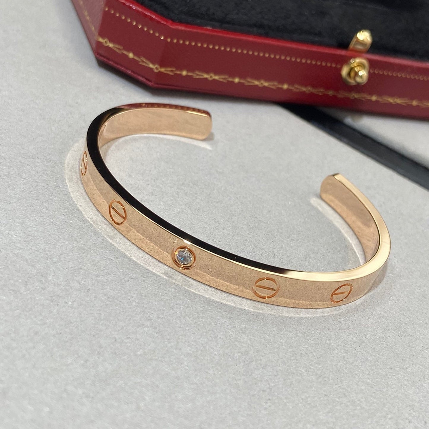 [Vicky]LOVE BRACELET 6.1MM 1 DIAMOND OPEN CUFF