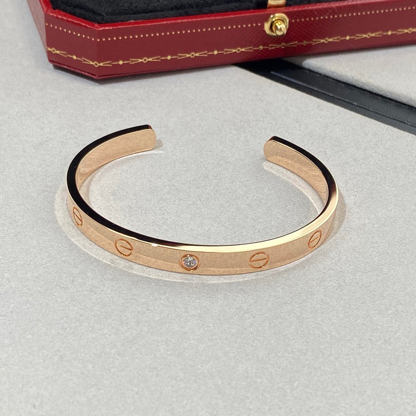 [Vicky]LOVE BRACELET 6.1MM 1 DIAMOND OPEN CUFF