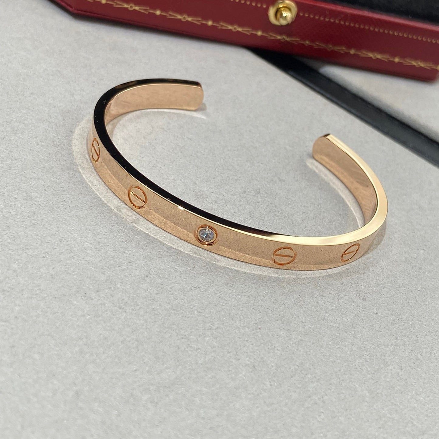 [Vicky]LOVE BRACELET 6.1MM 1 DIAMOND OPEN CUFF