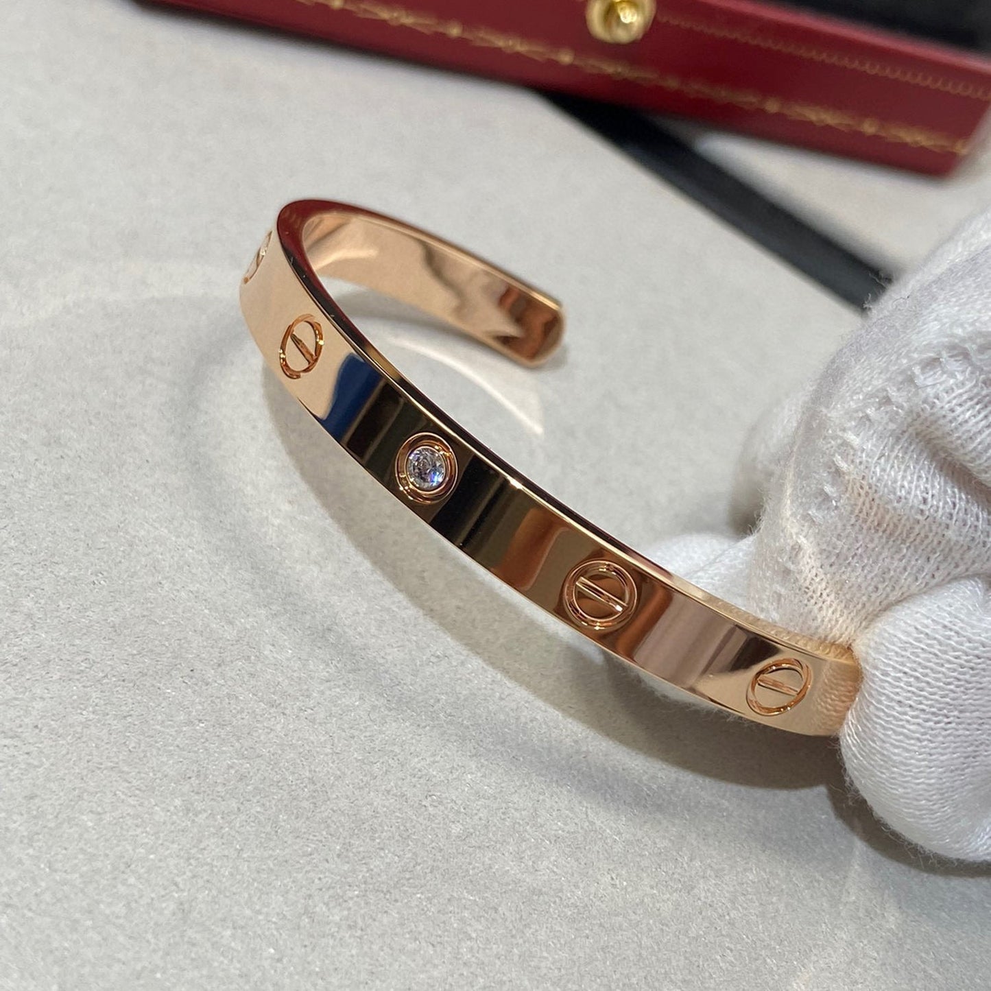 [Vicky]LOVE BRACELET 6.1MM 1 DIAMOND OPEN CUFF