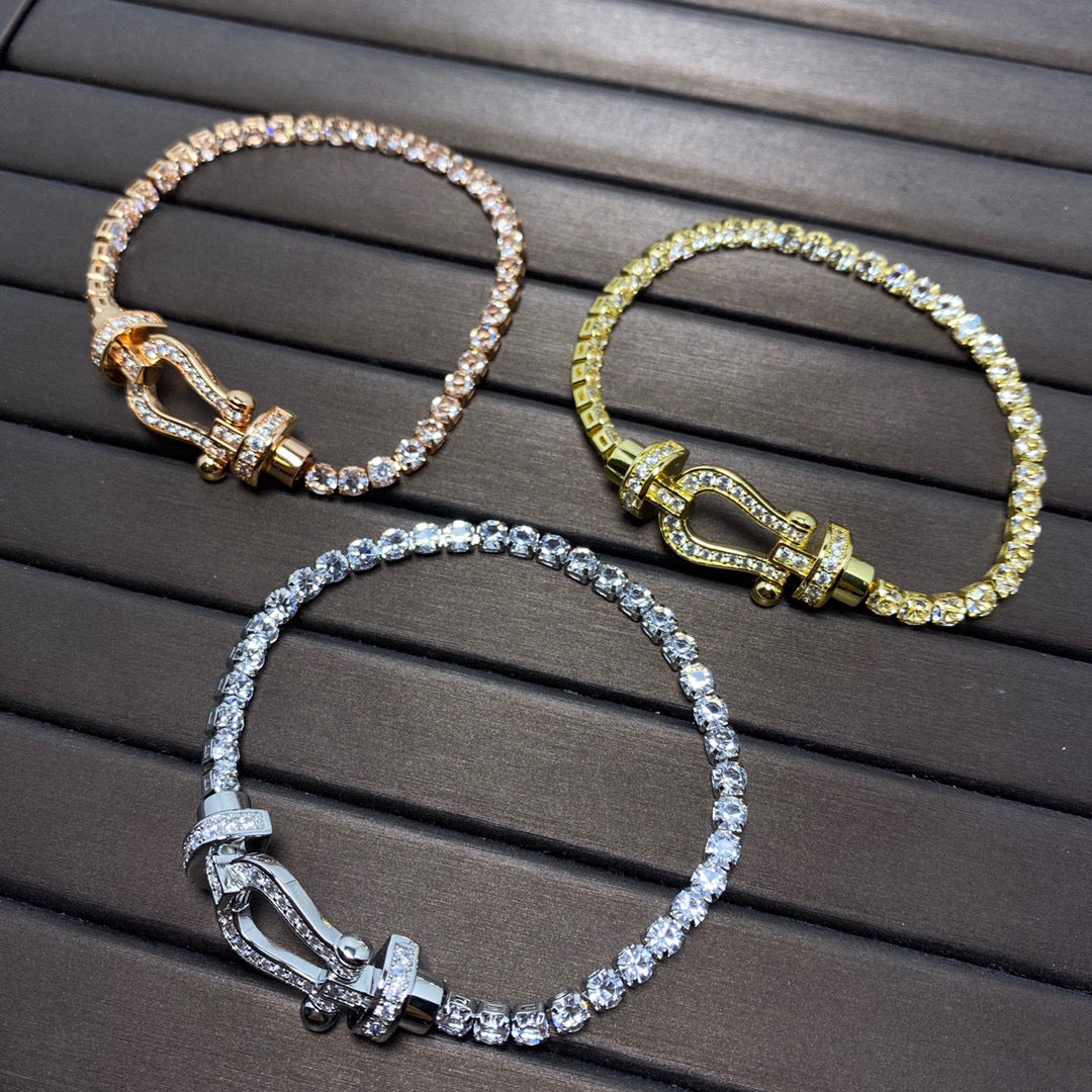 [Vicky]FORCE  LARGE HORSESHOE FULL DIAMOND TENNIS BRACELET
