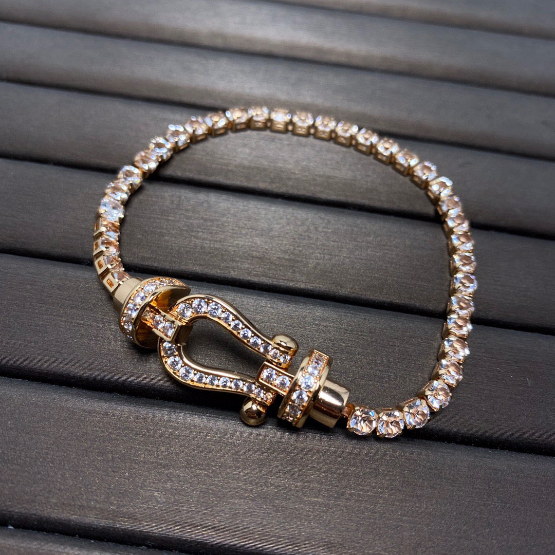 [Vicky]FORCE  LARGE HORSESHOE FULL DIAMOND TENNIS BRACELET