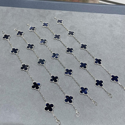 [Vicky]CLOVER 5 MOTIF PIETERSITE SILVER BRACELET