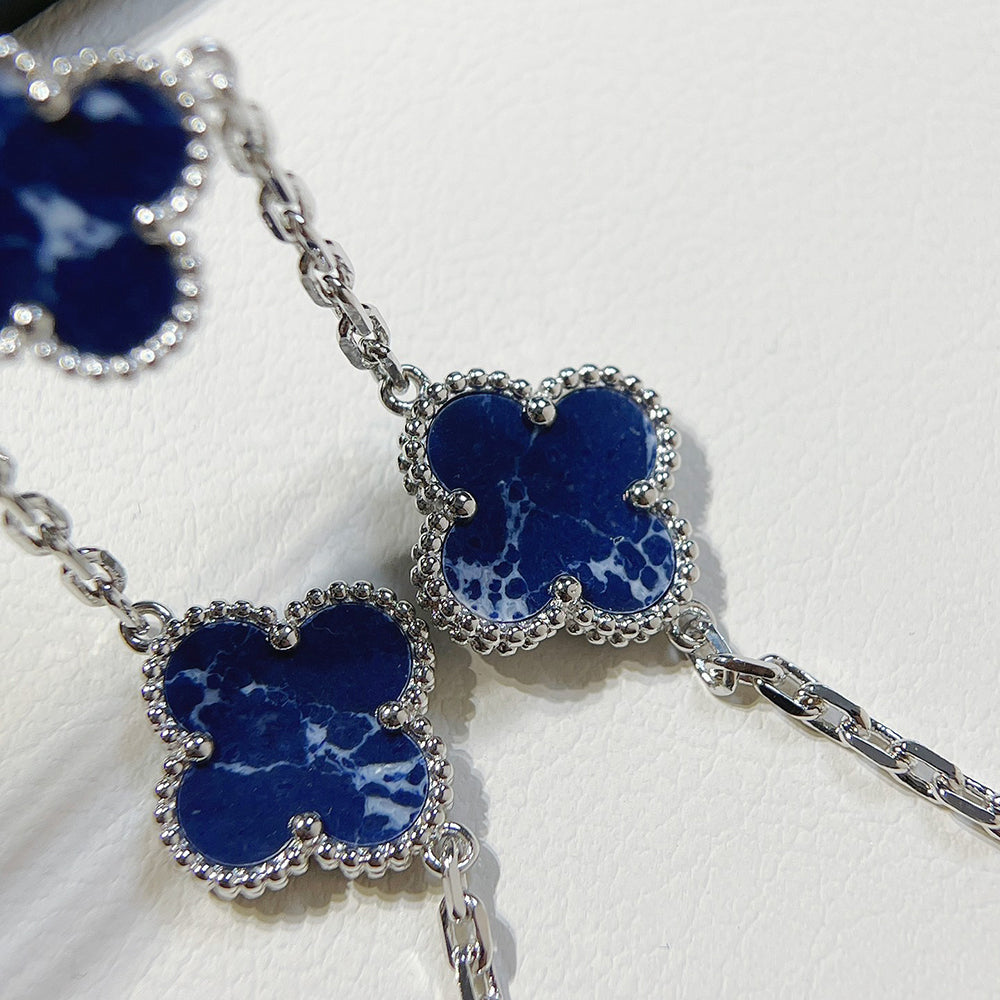 [Vicky]CLOVER 5 MOTIF PIETERSITE SILVER BRACELET