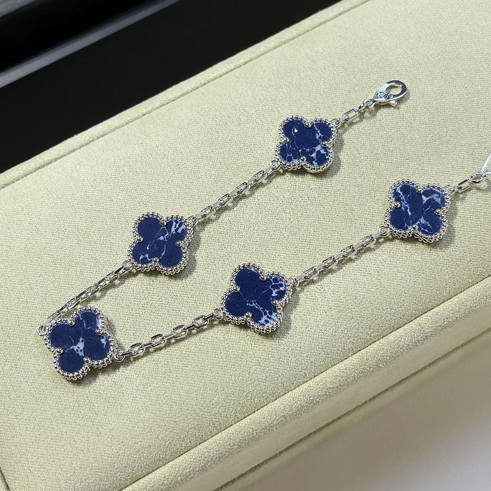 [Vicky]CLOVER 5 MOTIF PIETERSITE SILVER BRACELET
