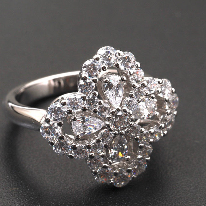 [Vicky]LOOP RING FULL MOTIF DIAMOND 16MM SILVE