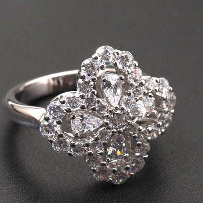 [Vicky]LOOP RING FULL MOTIF DIAMOND 16MM SILVE