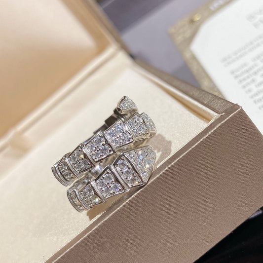 [Vicky]SERPENTI DOUBLE RING SILVER DIAMOND PAVED