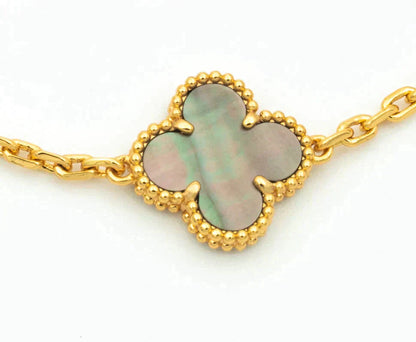 [Vicky]CLOVER 5 MOTIF GRAY MOP DIAMOND BRACELET