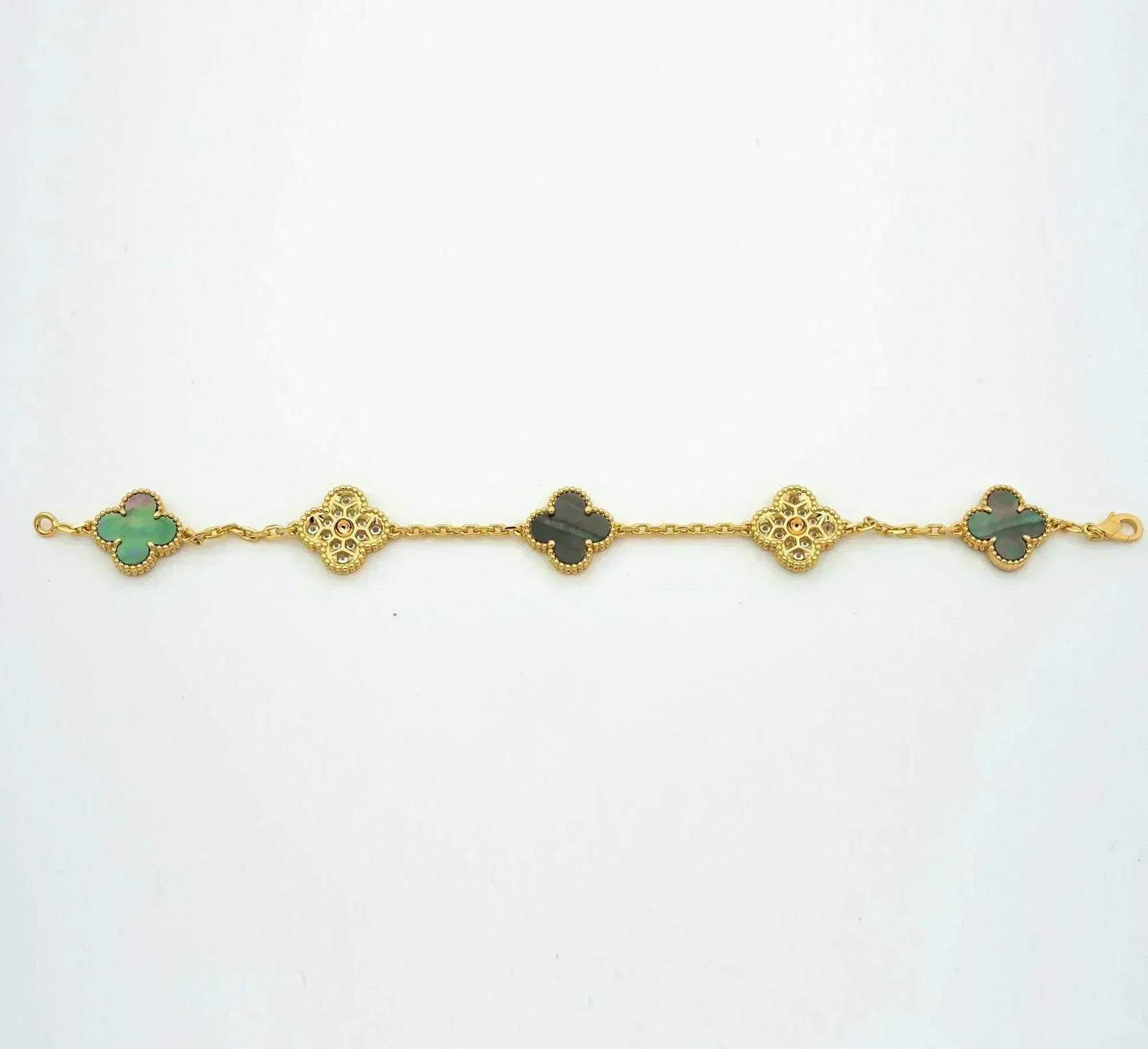 [Vicky]CLOVER 5 MOTIF GRAY MOP DIAMOND BRACELET